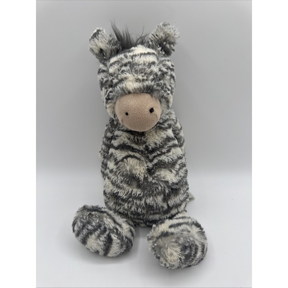 Jellycat Bashful Zebra 12" Plush Gray Striped Stuffed Animal Retired London